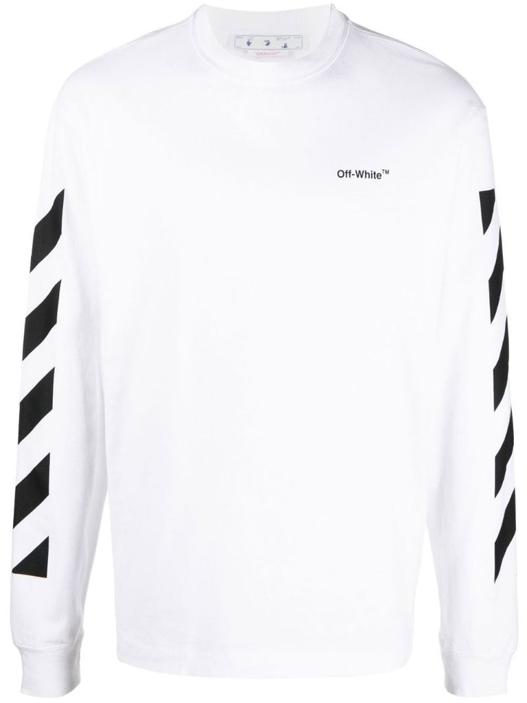 White Diag Helvetica Long Sleeve T-shirt