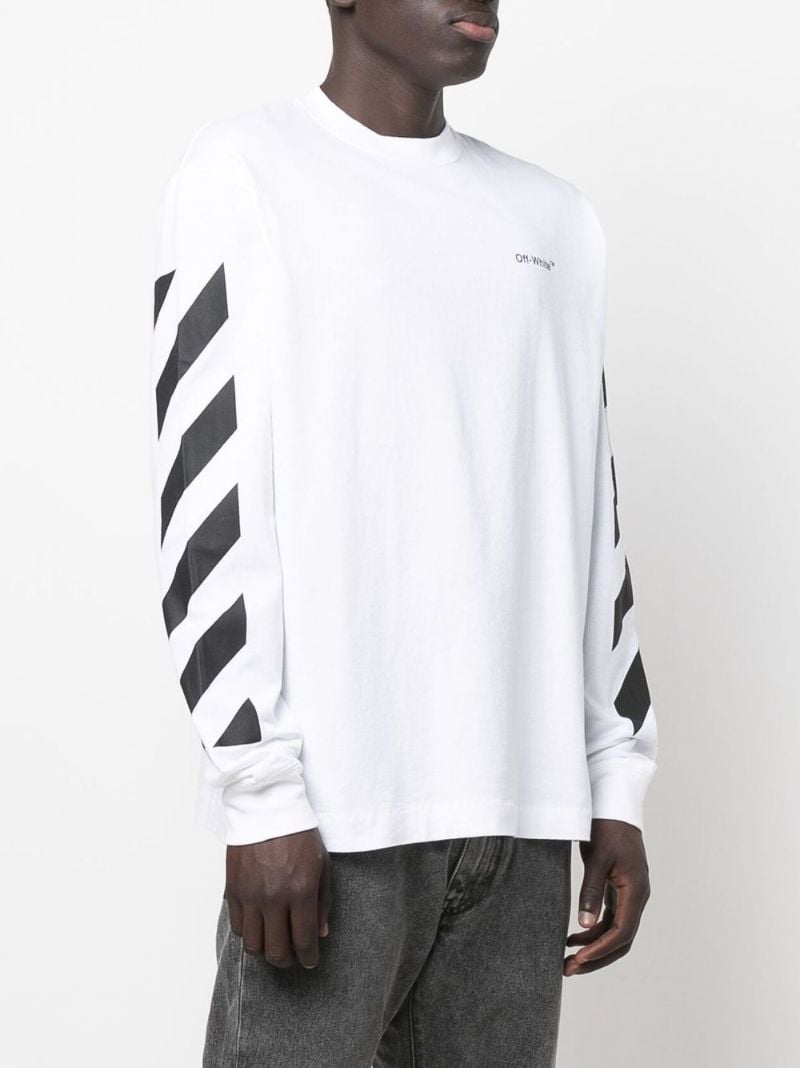 White Diag Helvetica Long Sleeve T-shirt