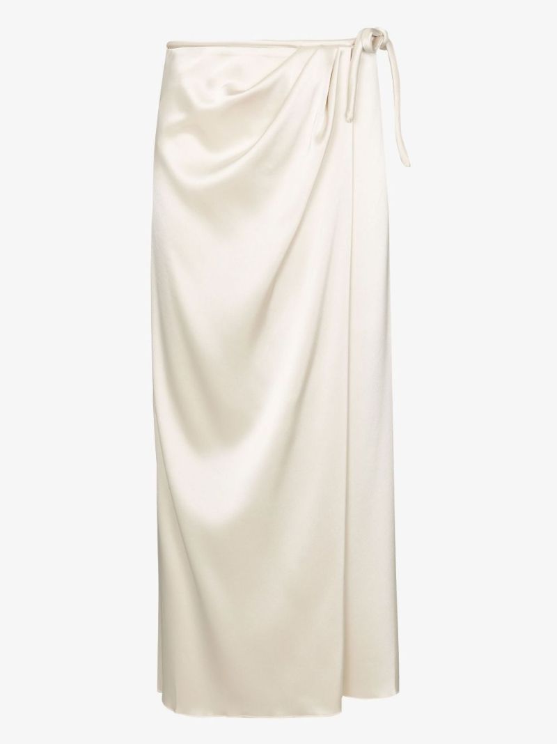 Lea Satin Midi Wrap Skirt