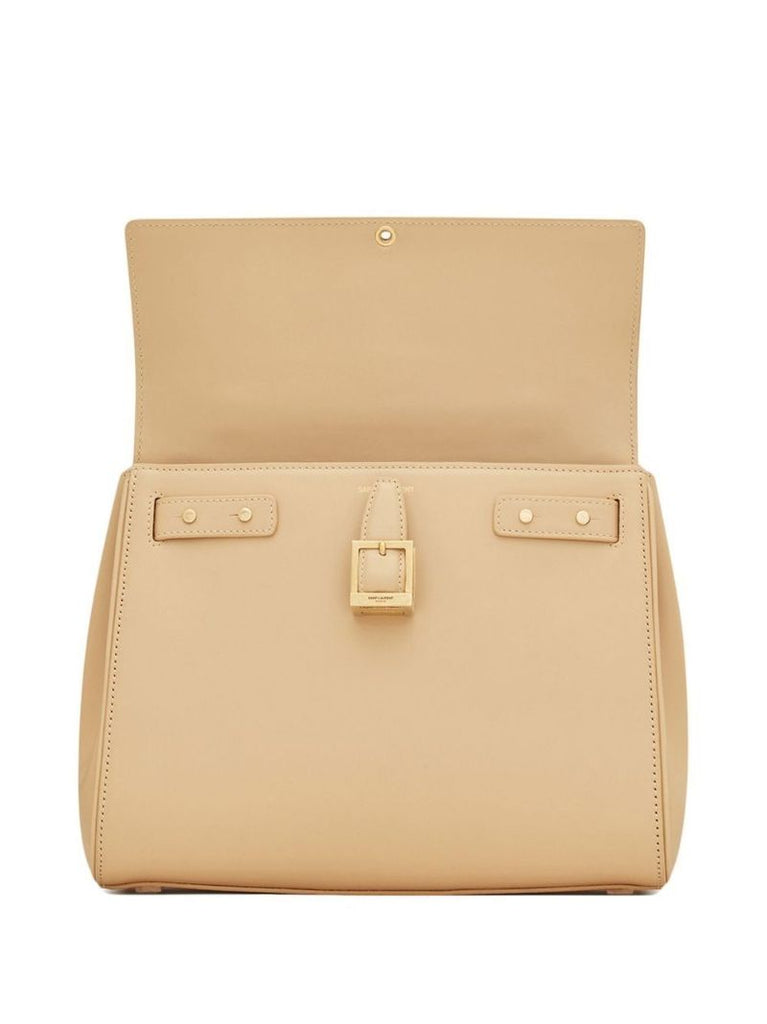 Neutral Le Fermoir Leather Top Handle Bag