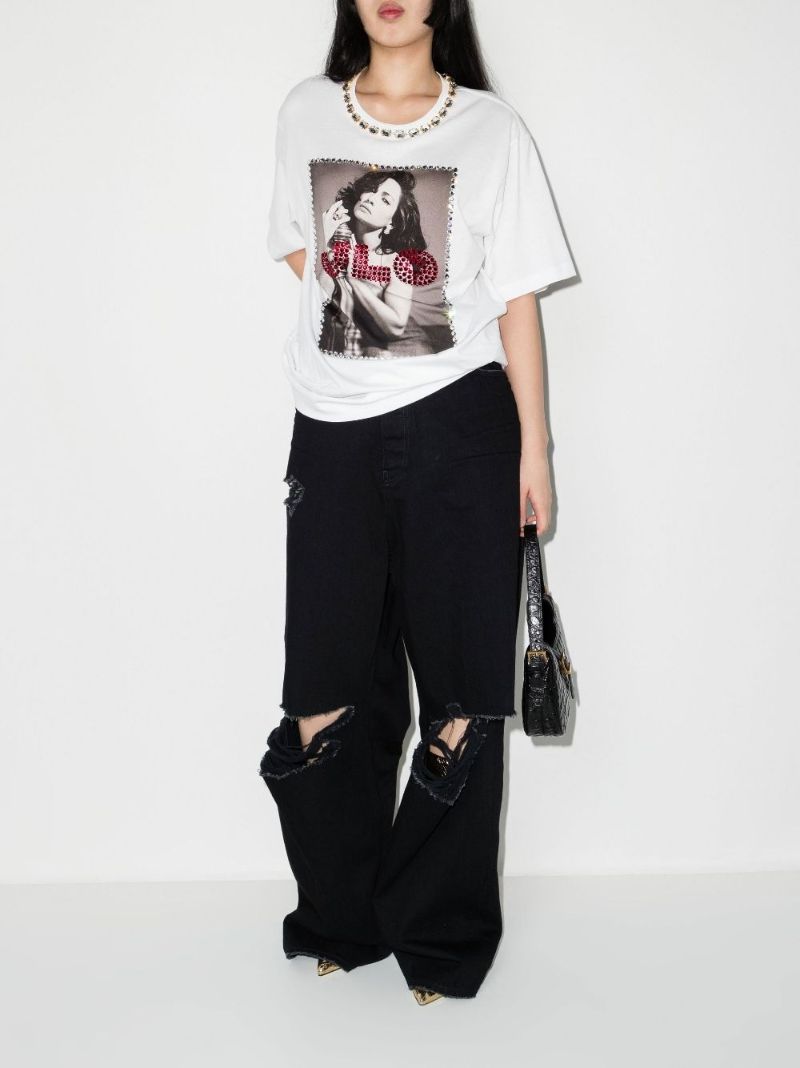 White Photograph Print Cotton T-shirt