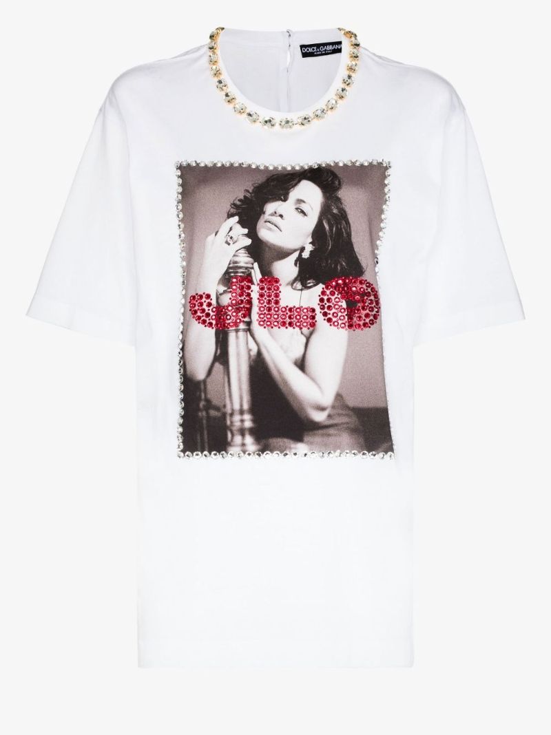 White Photograph Print Cotton T-shirt