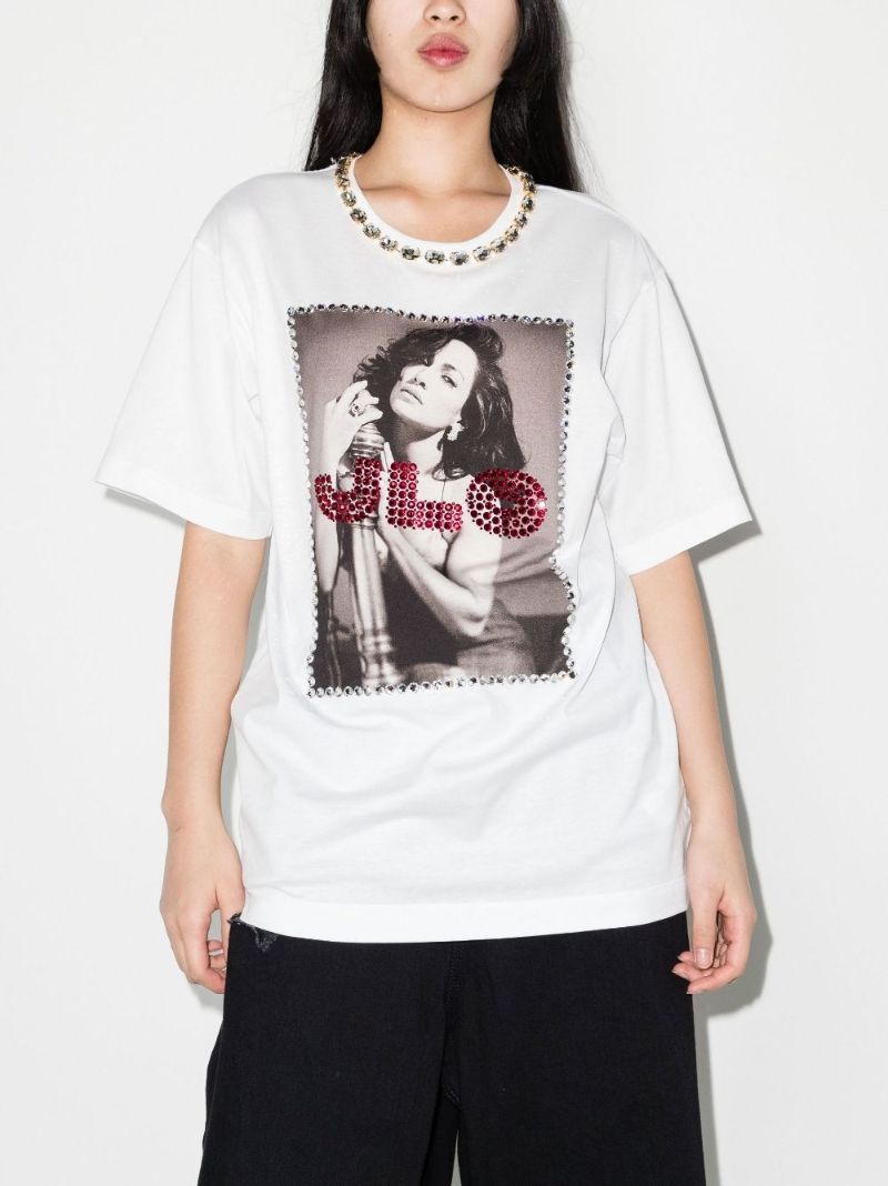 White Photograph Print Cotton T-shirt