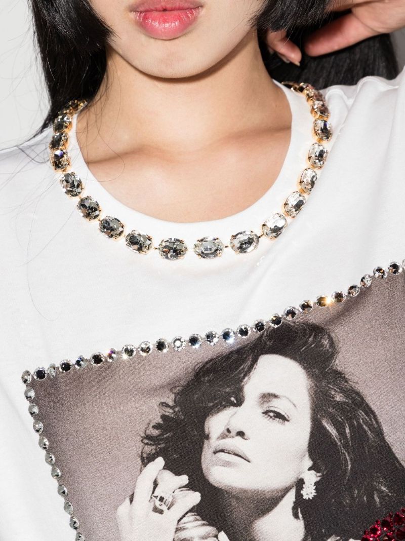 White Photograph Print Cotton T-shirt