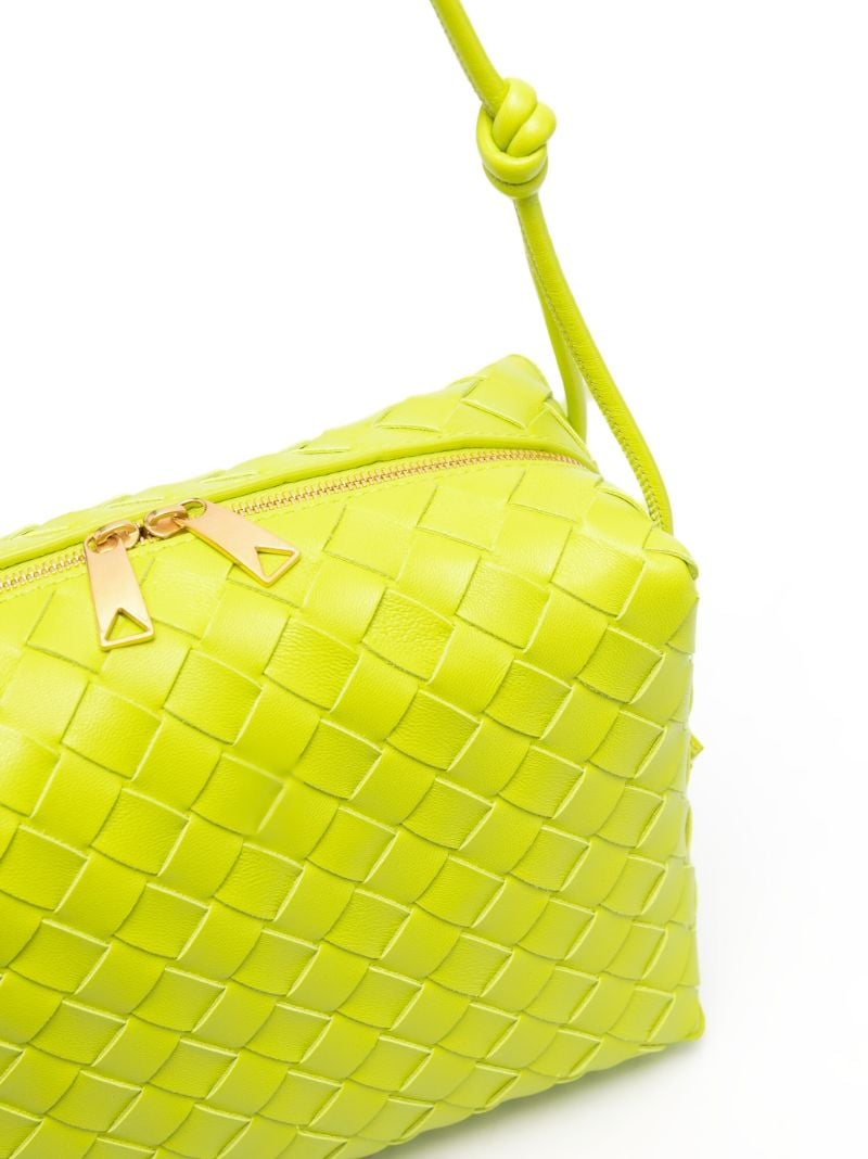 Green Intrecciato Leather Shoulder Bag
