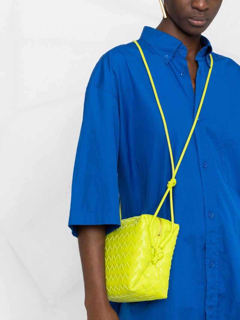 Green Intrecciato Leather Shoulder Bag