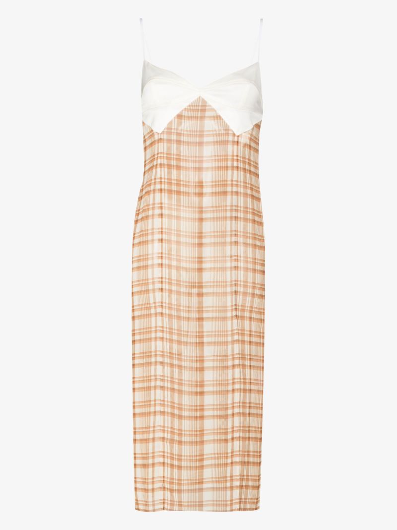Open Back Checked Midi Dress