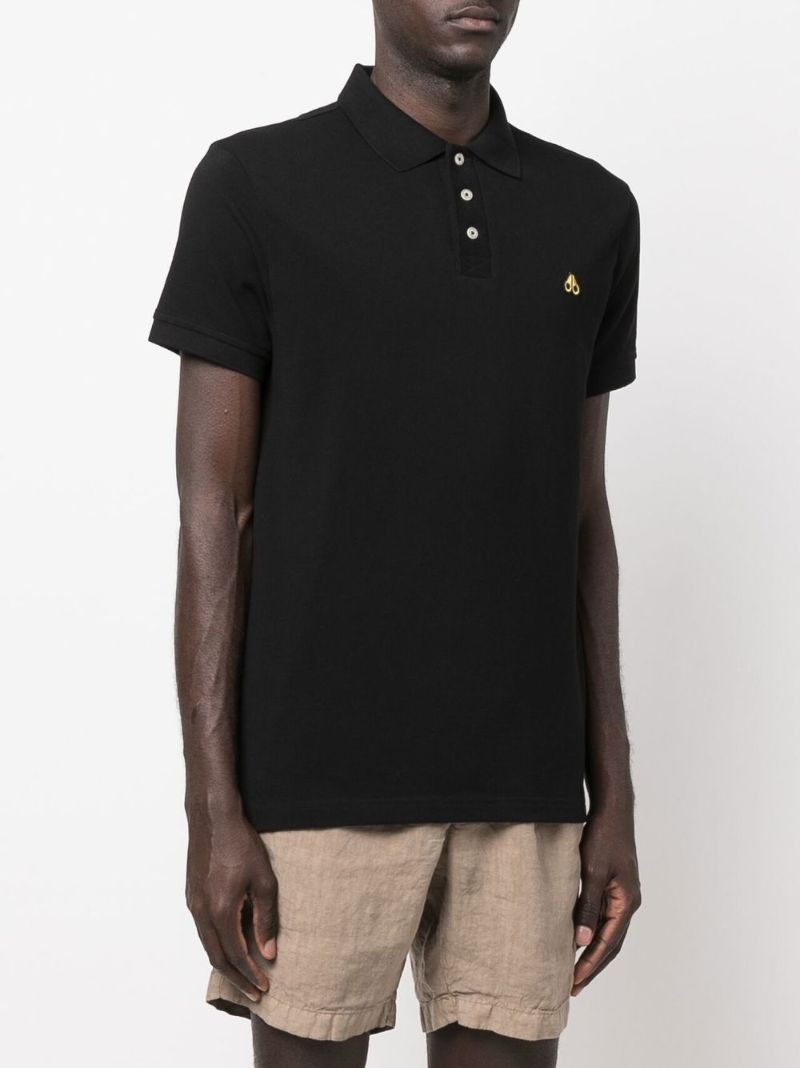 Black Logo Embroidered Polo Shirt