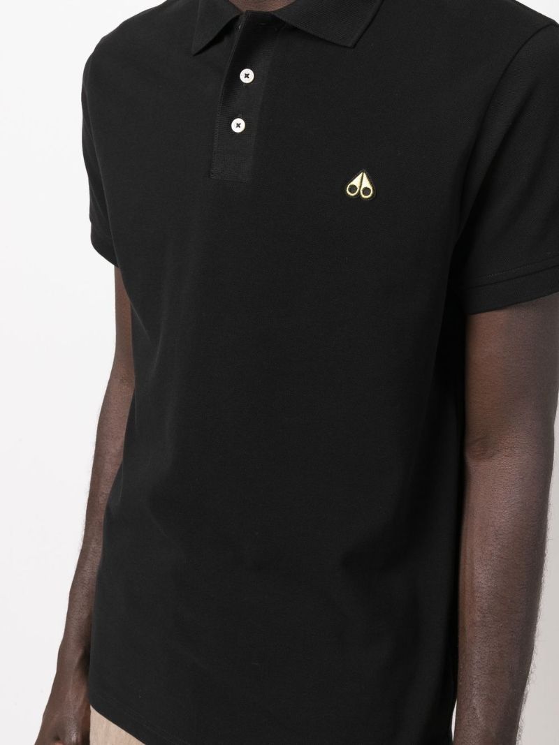 Black Logo Embroidered Polo Shirt