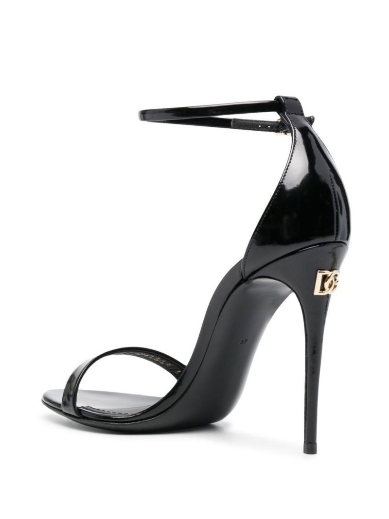 Black Keira 100 Patent Leather Sandals