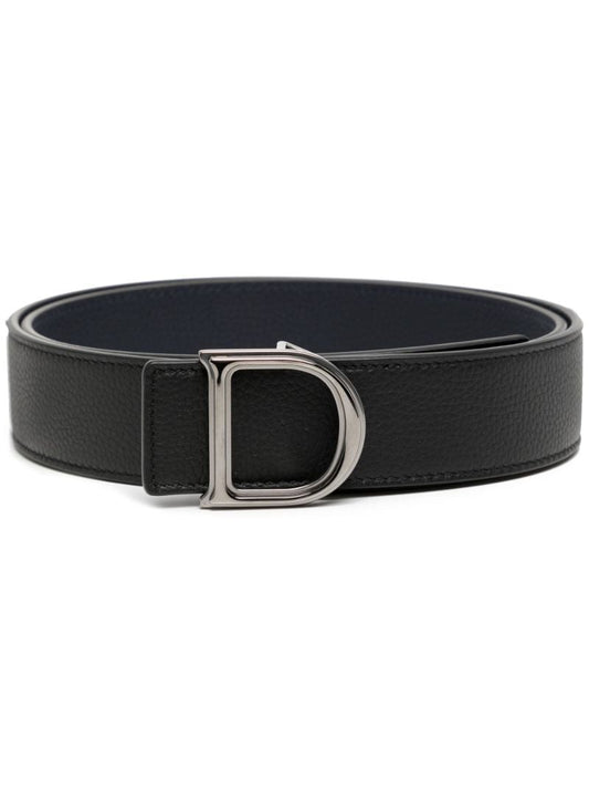 Black Logo Buckle Reversible Leather Belt