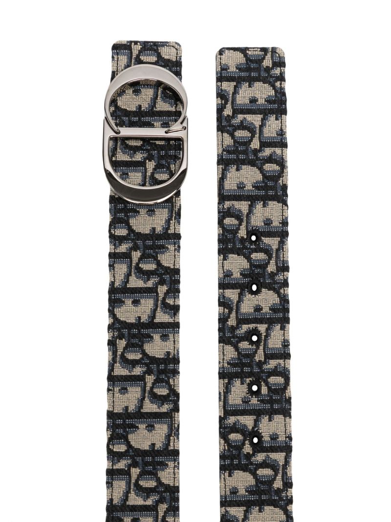 Black Oblique Jacquard Print Reversible Belt