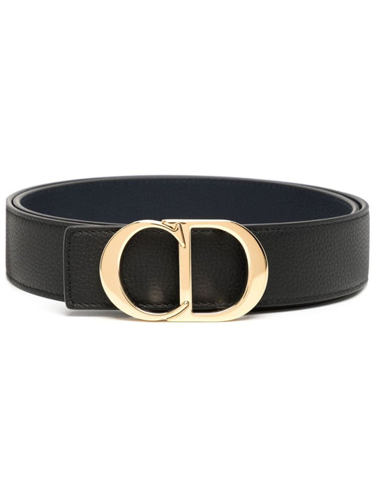 Black Logo Buckle Reversible Leather Belt