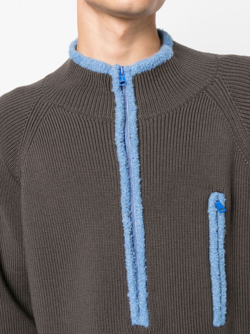 Zip-front Knitted Sweater