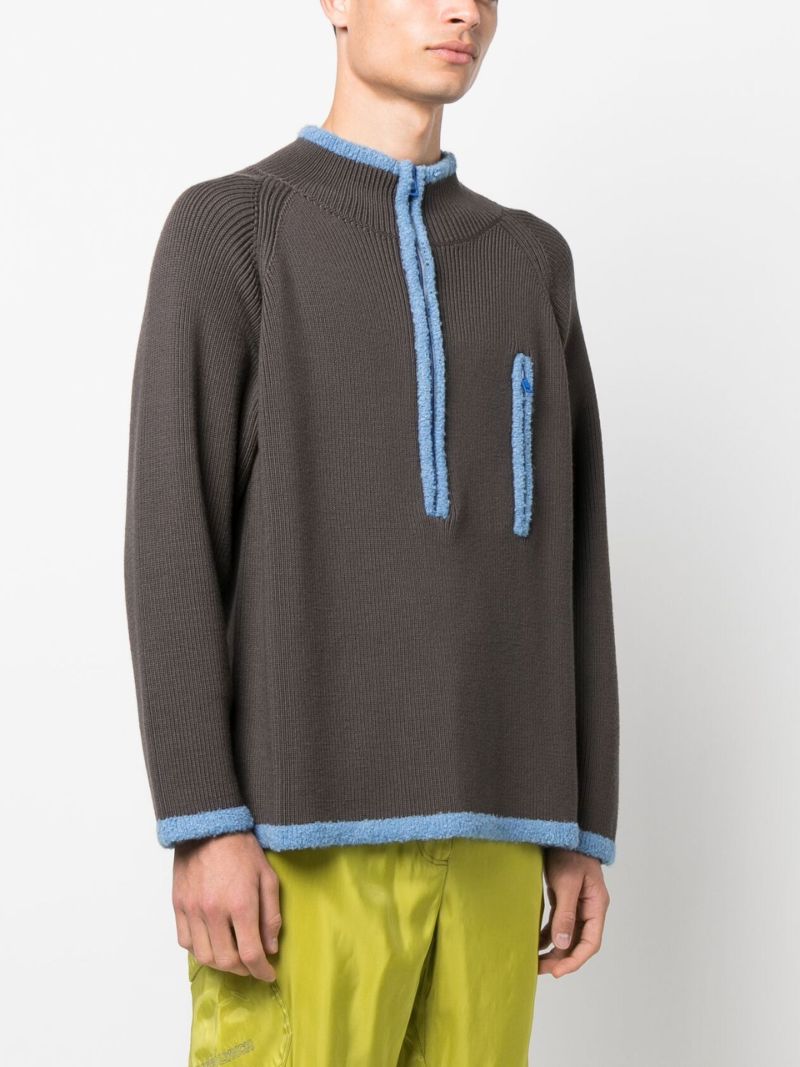 Zip-front Knitted Sweater