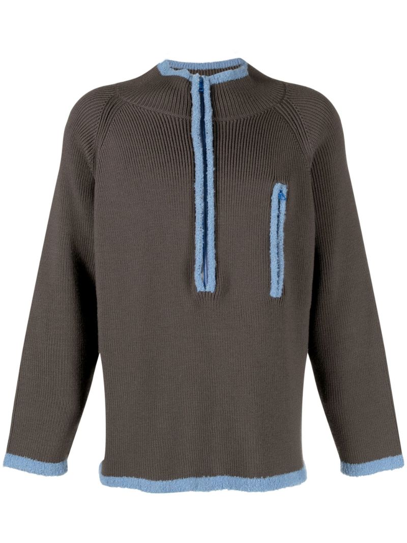Zip-front Knitted Sweater