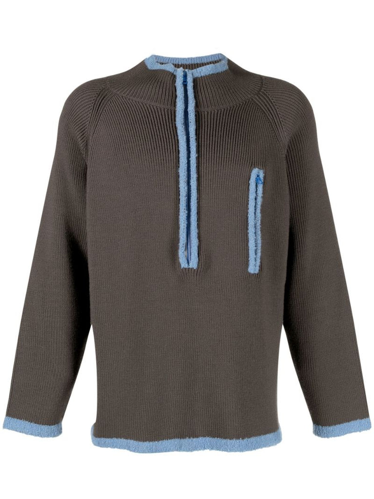 Zip-front Knitted Sweater