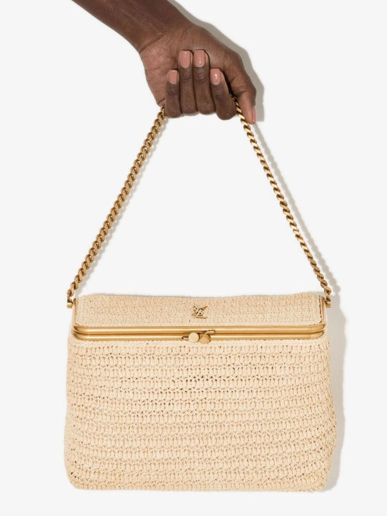 Neutral Fanny Raffia Shoulder Bag