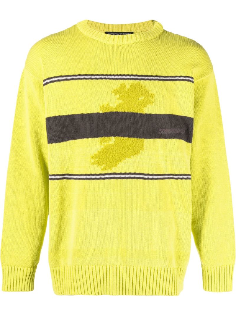 Yellow Logo Intarsia Cotton Sweater