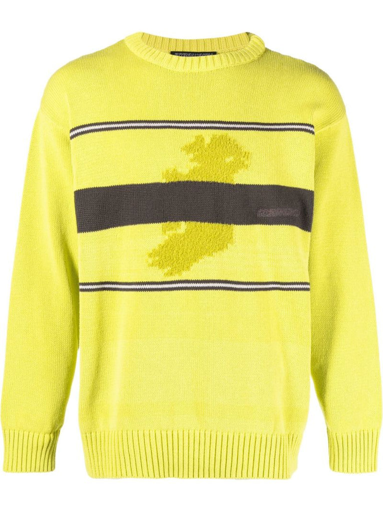 Yellow Logo Intarsia Cotton Sweater