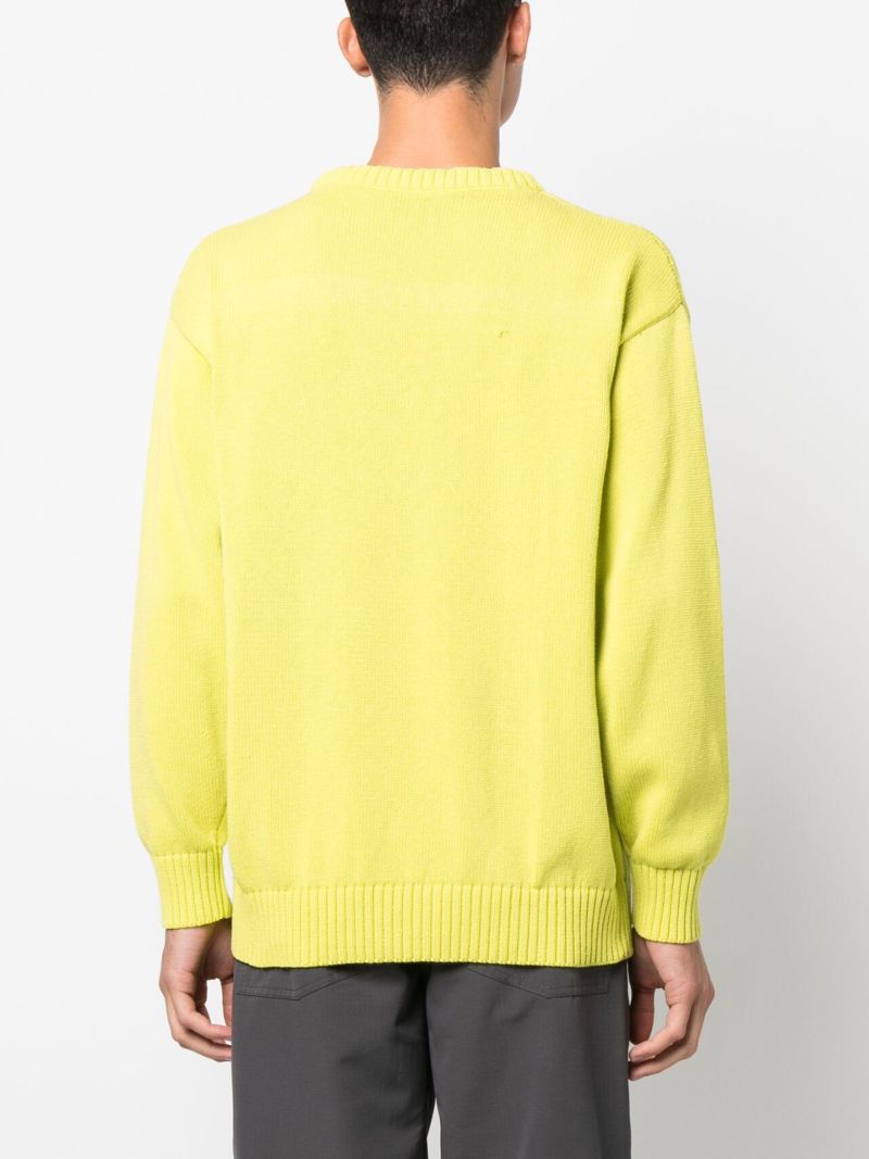 Yellow Logo Intarsia Cotton Sweater