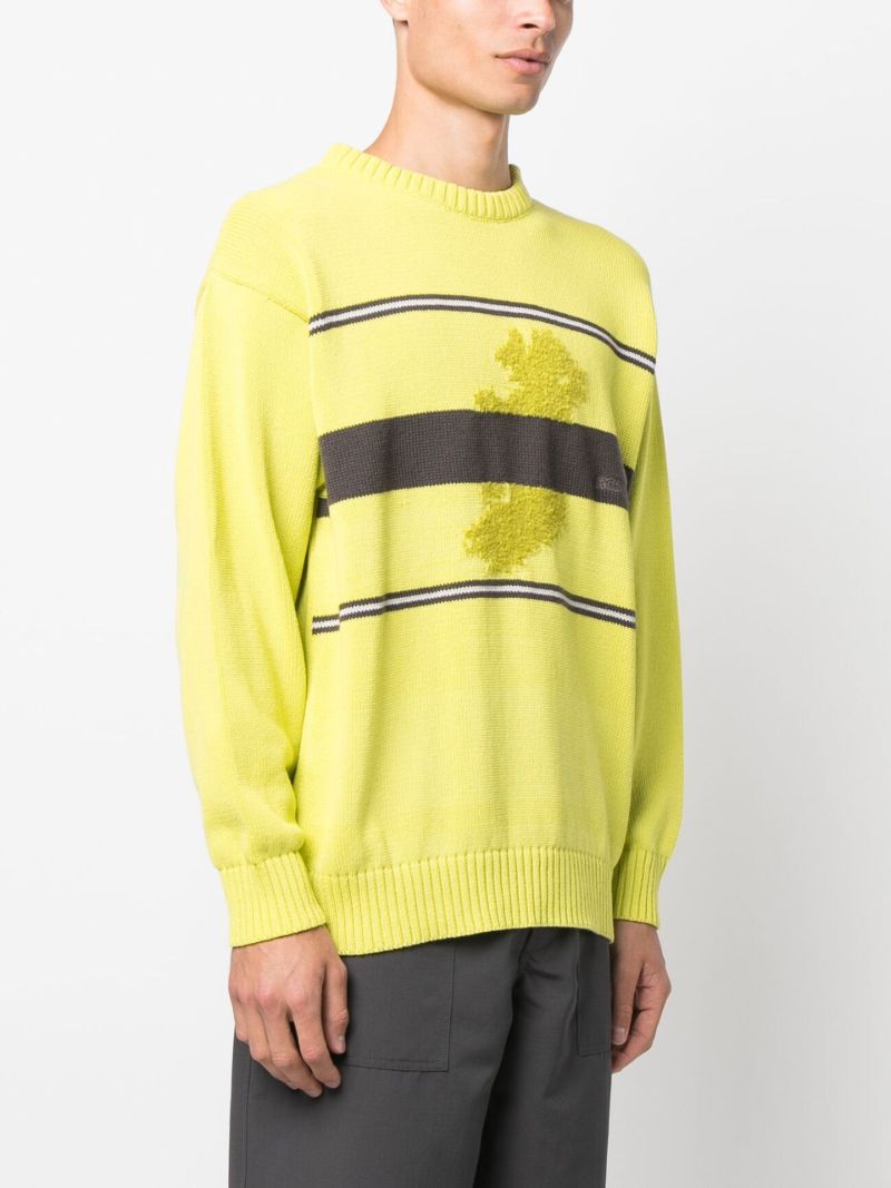 Yellow Logo Intarsia Cotton Sweater