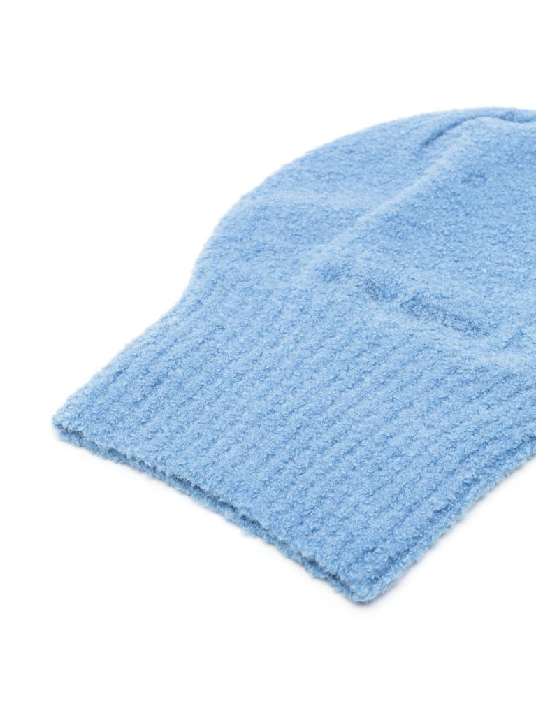 Blue Ribbed Knitted Balaclava