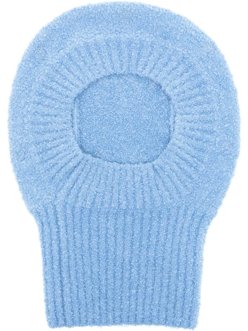 Blue Ribbed Knitted Balaclava