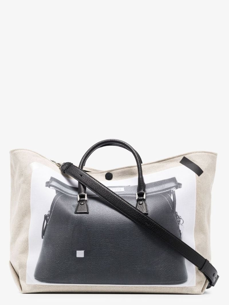 Neutral 5ac Printed Linen Tote Bag