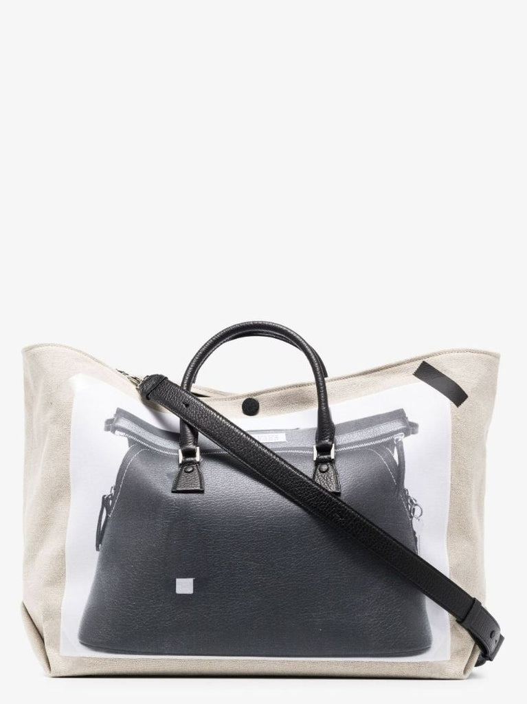 Neutral 5ac Printed Linen Tote Bag