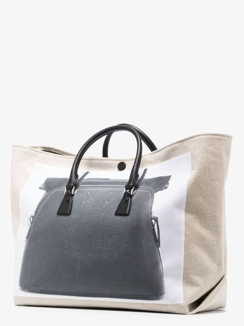 Neutral 5ac Printed Linen Tote Bag