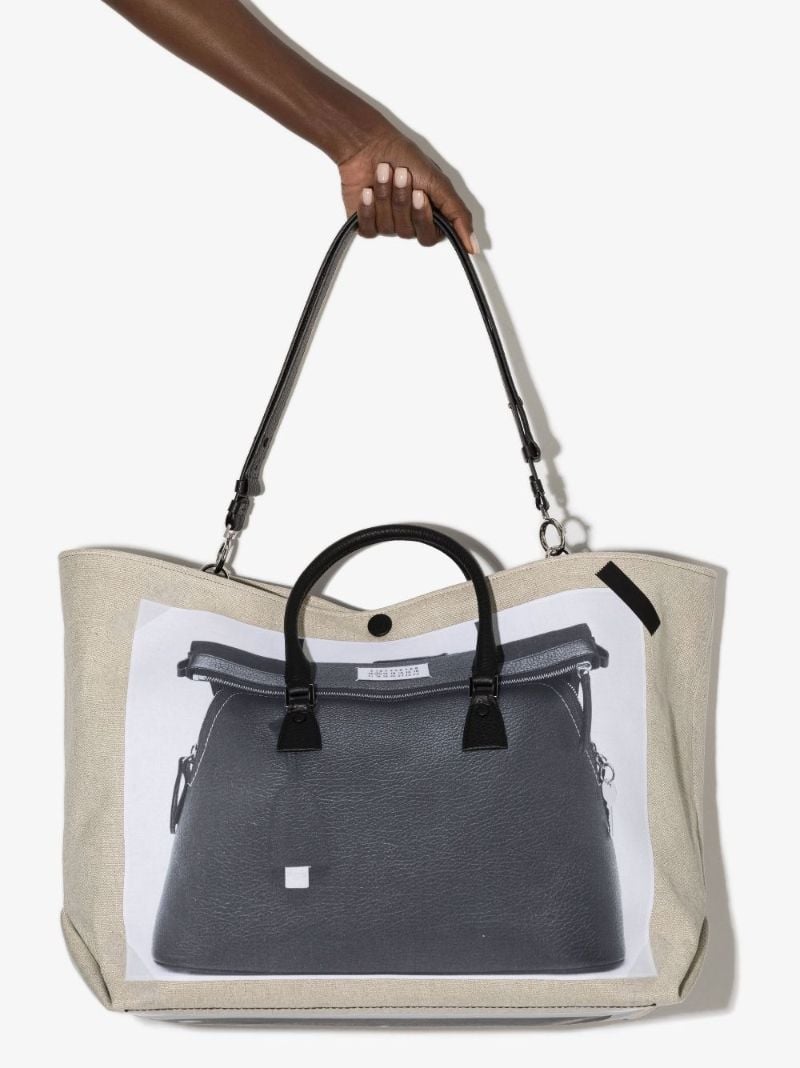 Neutral 5ac Printed Linen Tote Bag