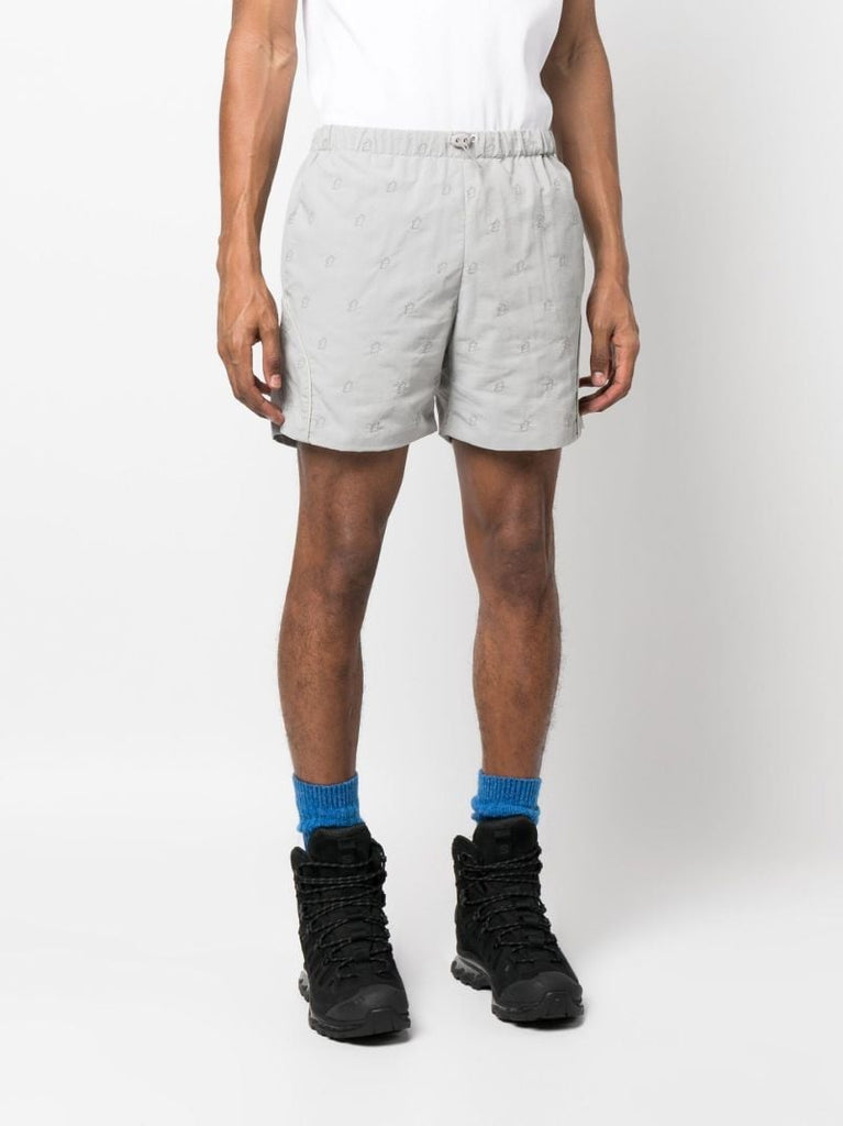 Brown Reflective Embroidered Track Shorts