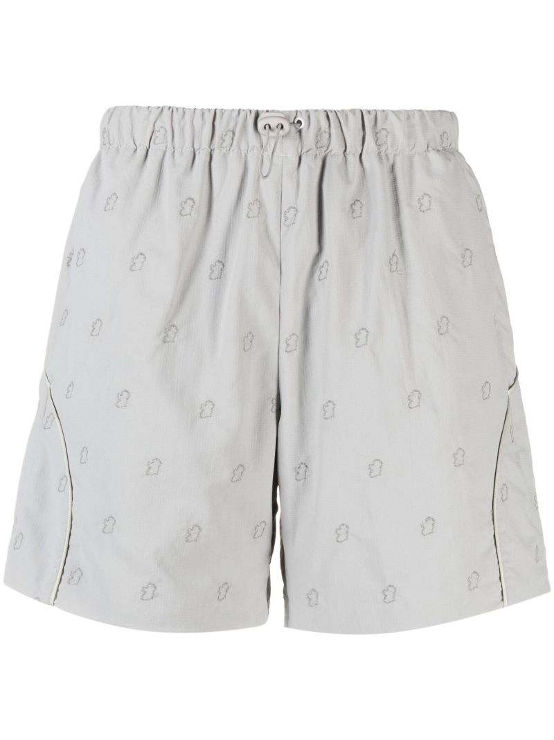 Brown Reflective Embroidered Track Shorts