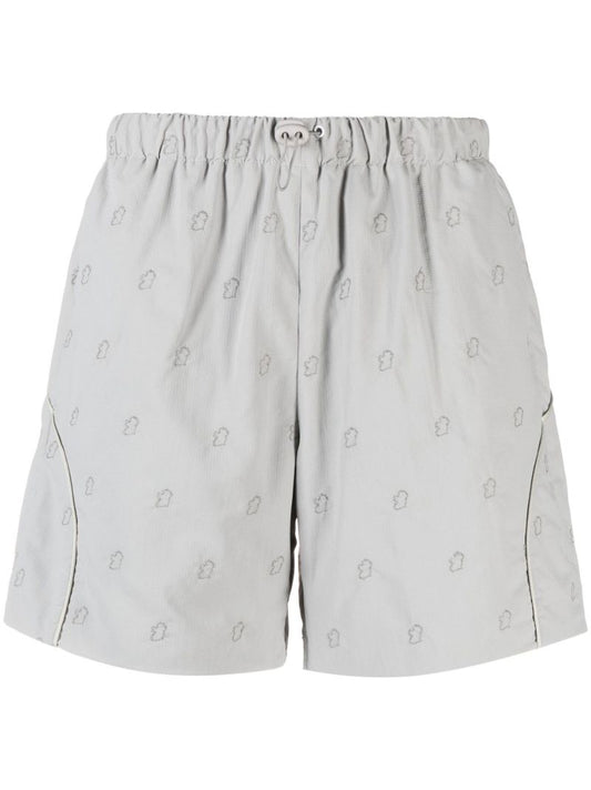 Brown Reflective Embroidered Track Shorts