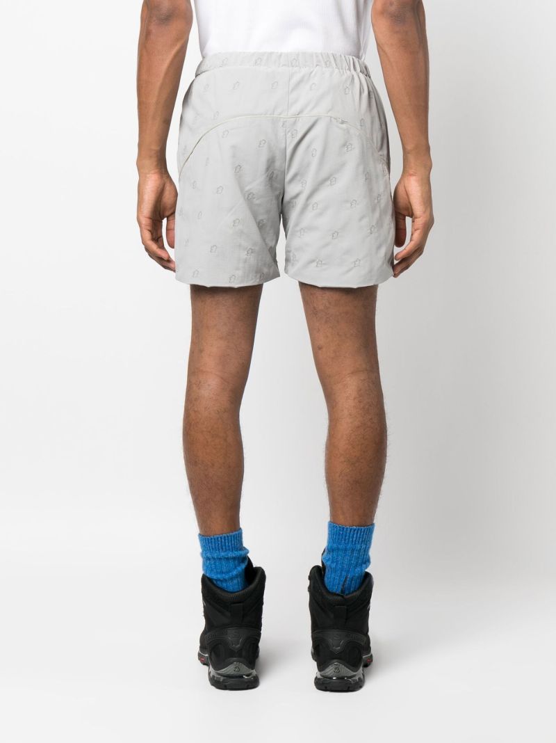 Brown Reflective Embroidered Track Shorts