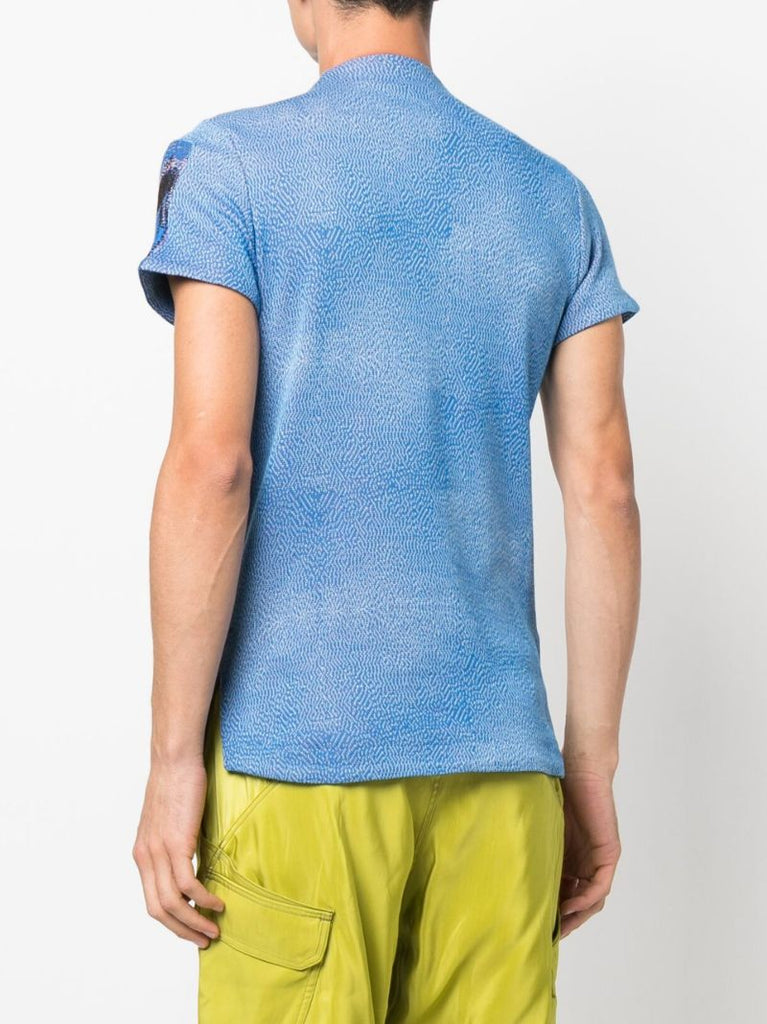 Blue Graphic-print Knit Top