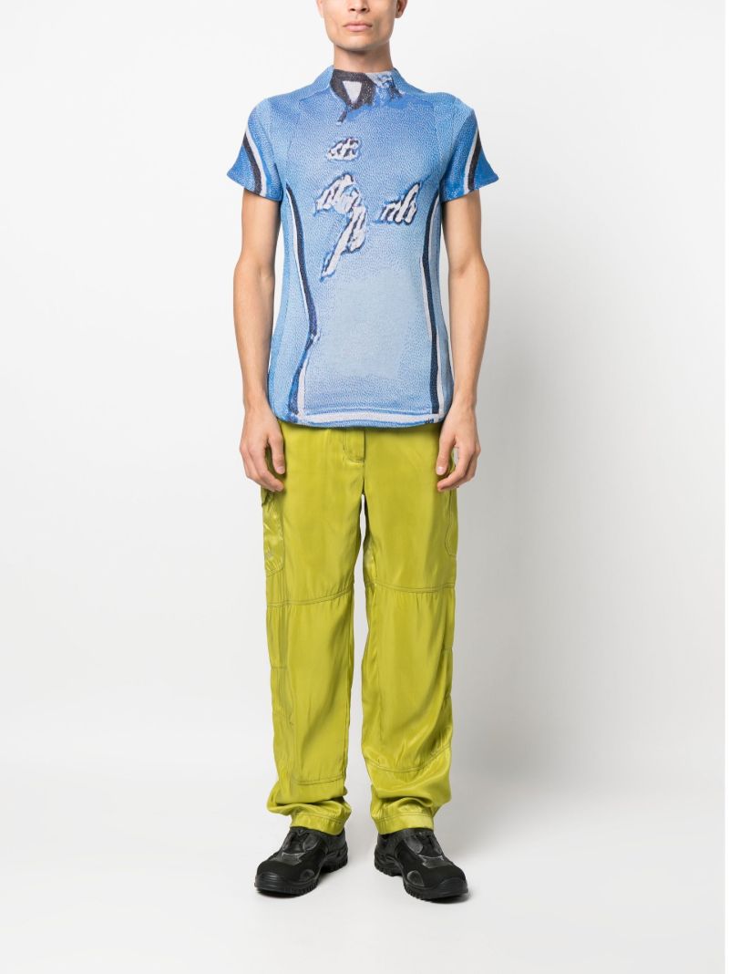 Blue Graphic-print Knit Top