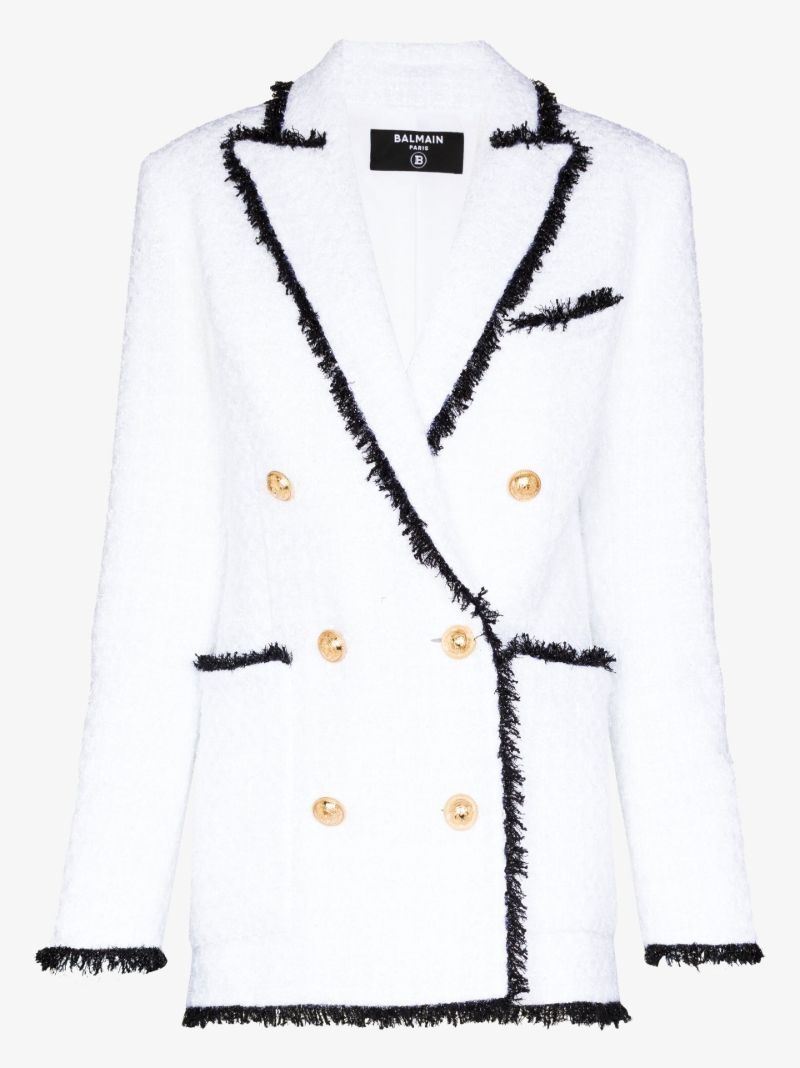 Double-breasted Contrast Tweed Jacket