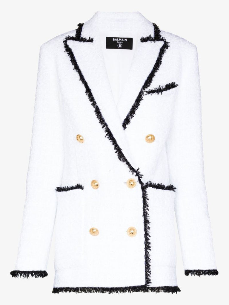 Double-breasted Contrast Tweed Jacket