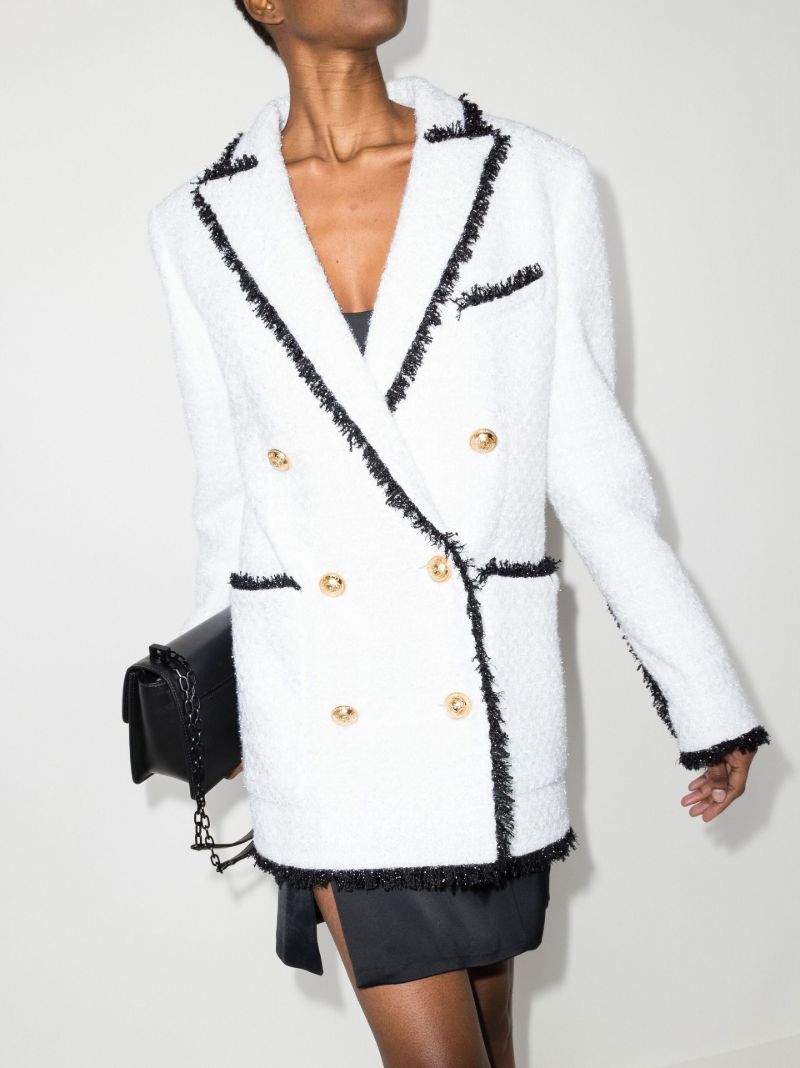 Double-breasted Contrast Tweed Jacket