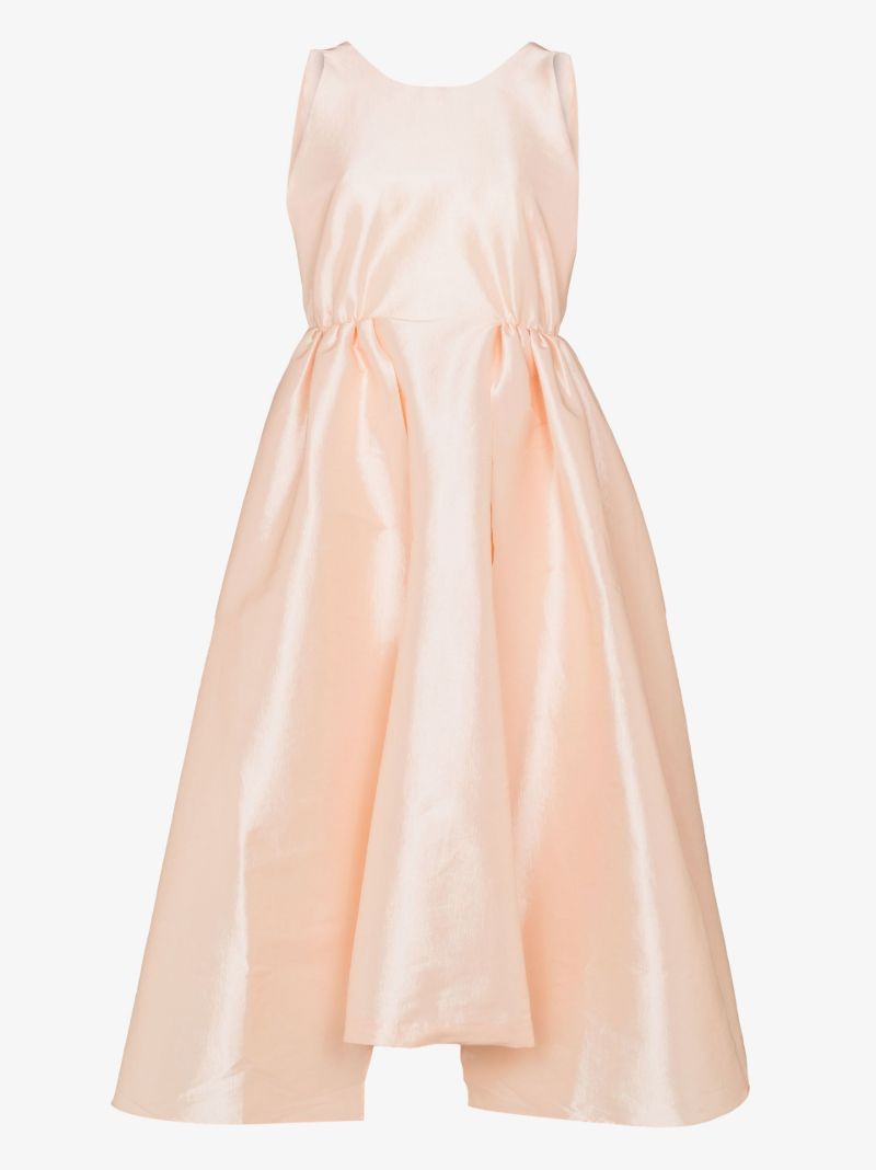 Pink Gathered Detail Midi Dress