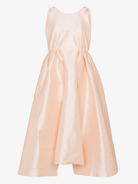 Pink Gathered Detail Midi Dress