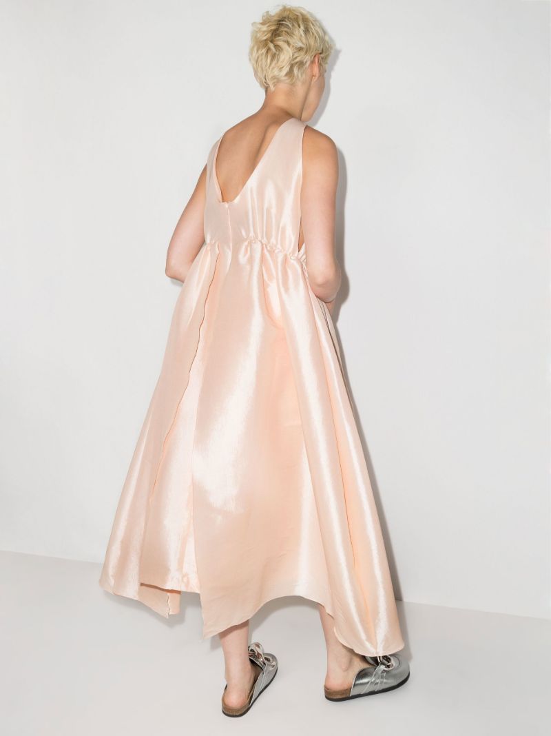 Pink Gathered Detail Midi Dress