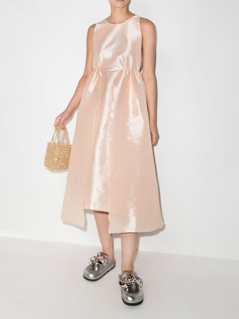 Pink Gathered Detail Midi Dress