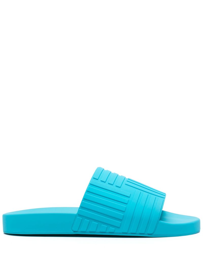 Blue Intrecciato Rubber Slides