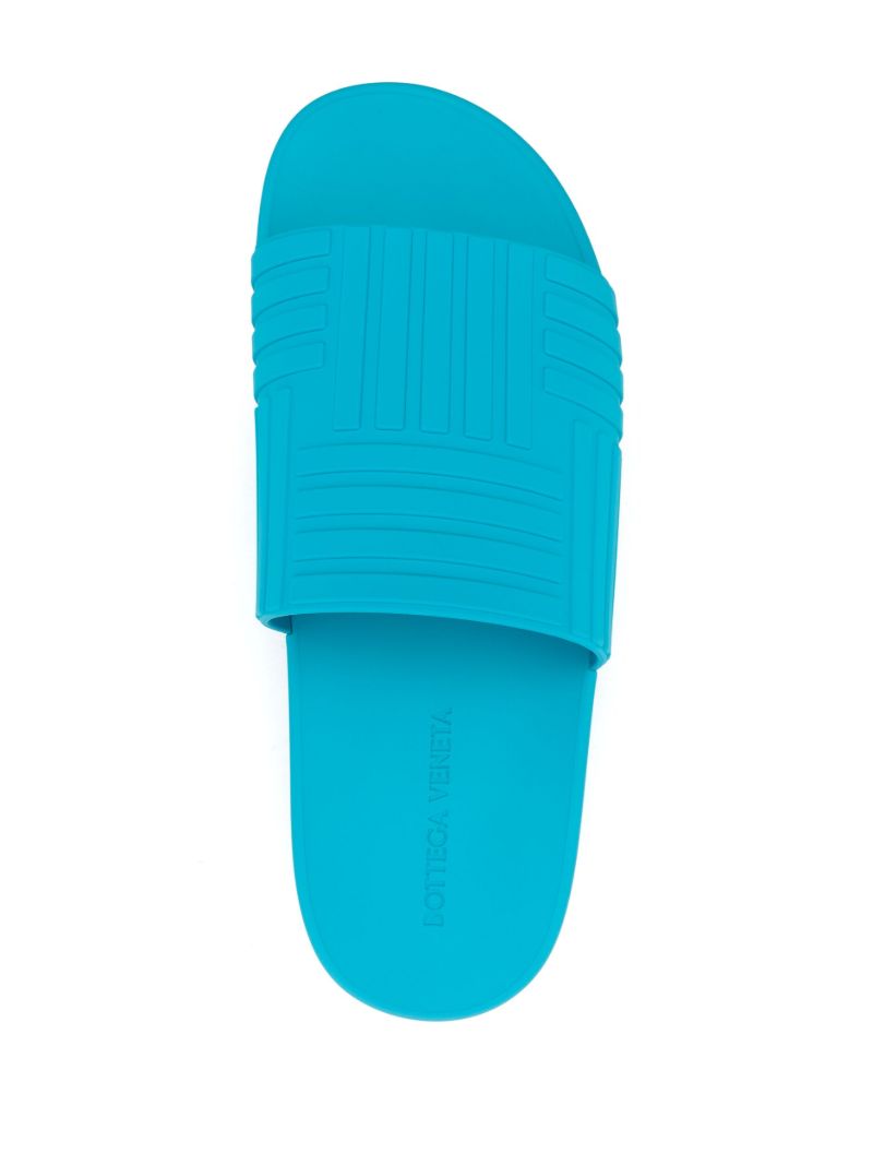 Blue Intrecciato Rubber Slides