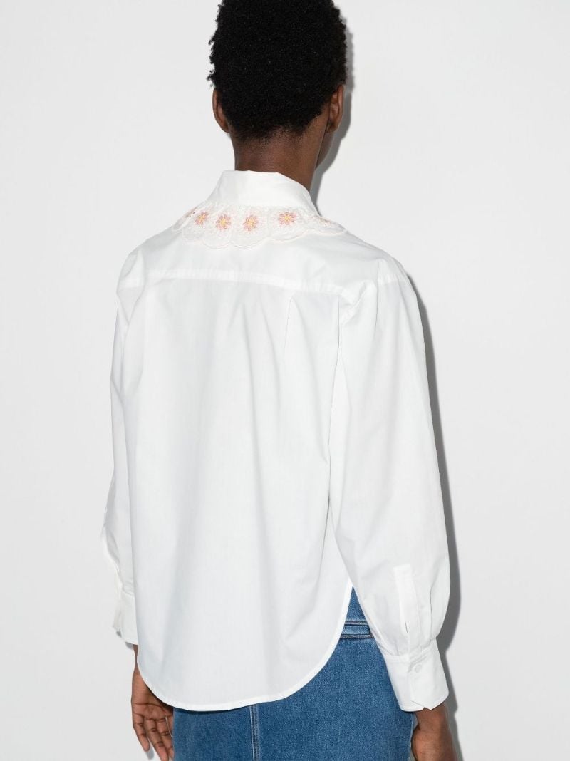 Broderie Anglaise Collar Cotton Shirt