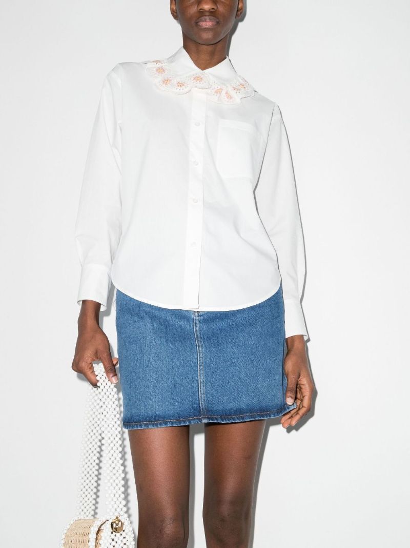 Broderie Anglaise Collar Cotton Shirt