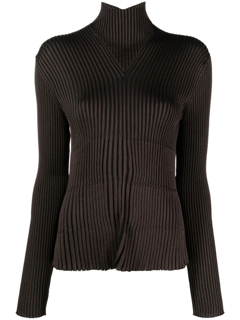 Brown Knit Cut-out Top